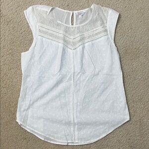 Candie's White Lace Blouse with Cap Sleeves